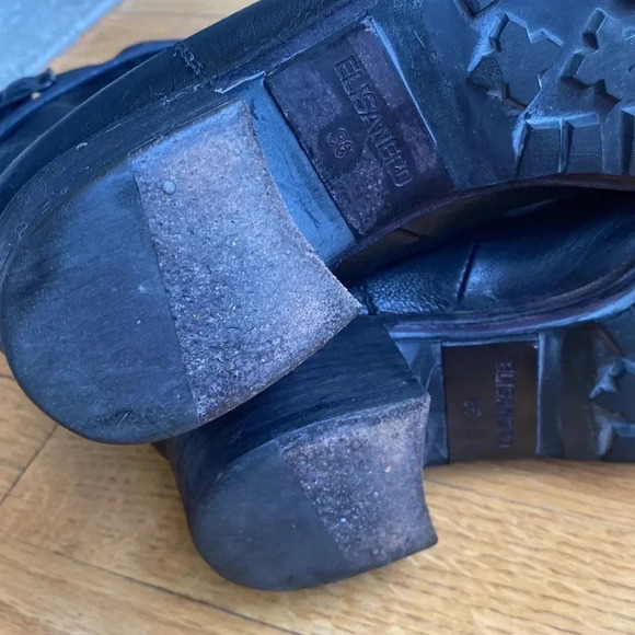 Elisa Nero sz EU 36 US black lace up with zip leather boots in great pre owned - Picture 9 of 10